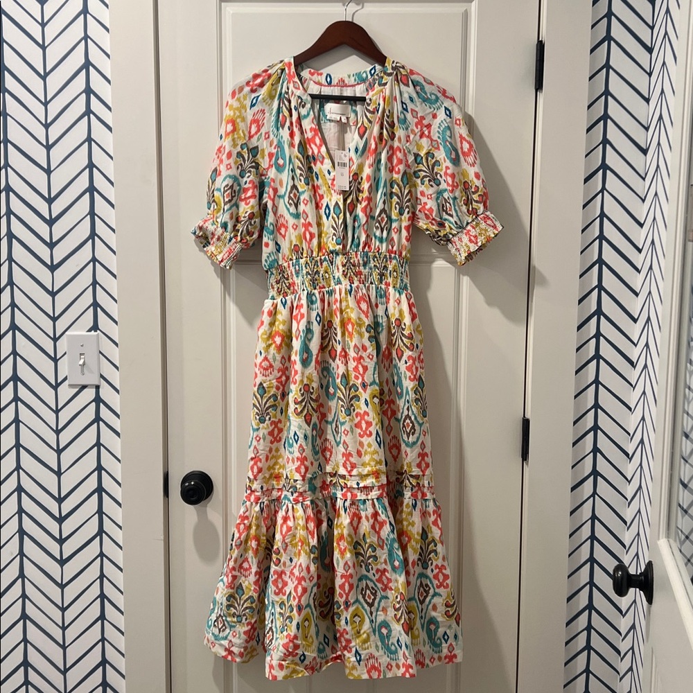 Anthropologie Multicolor Patterned Midi Dress